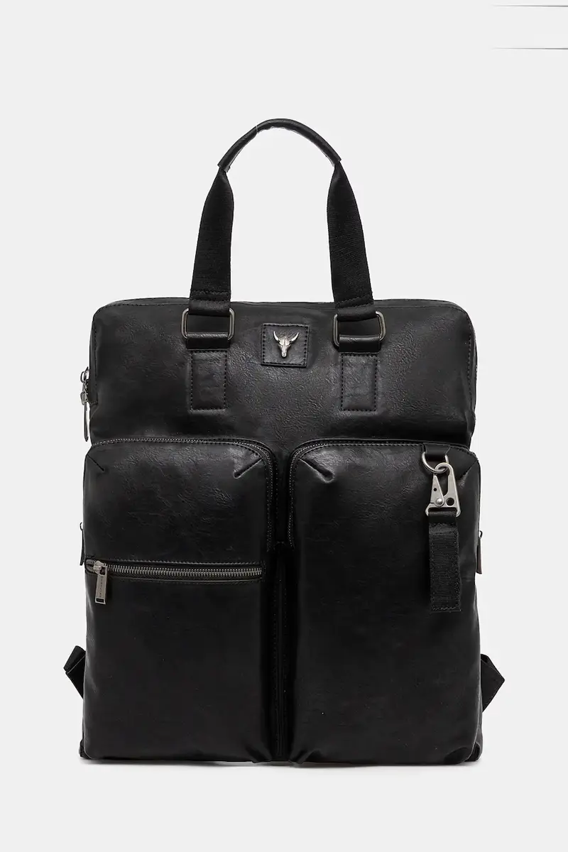 Medicine Zaino nero in pelle con tasche interne