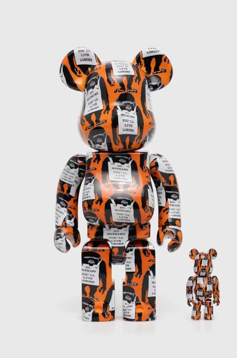 figurina decorativa Be@rbrick Monkey Sign Orange 100% & 400% pacco da 2 Arancione