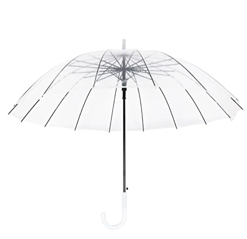 Meichoon Ombrello a bolle trasparenti per matrimonio da pioggia 16 costole in fibra di vetro di grandi dimensioni