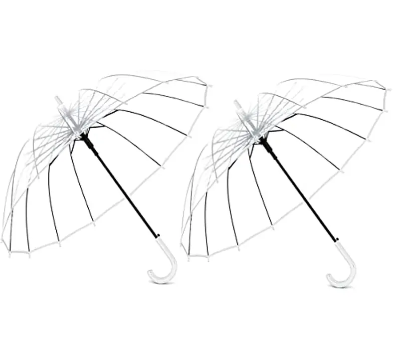 Meichoon Ombrello trasparente per pioggia matrimonio 16 costole di grandi dimensioni antivento apertura automatica