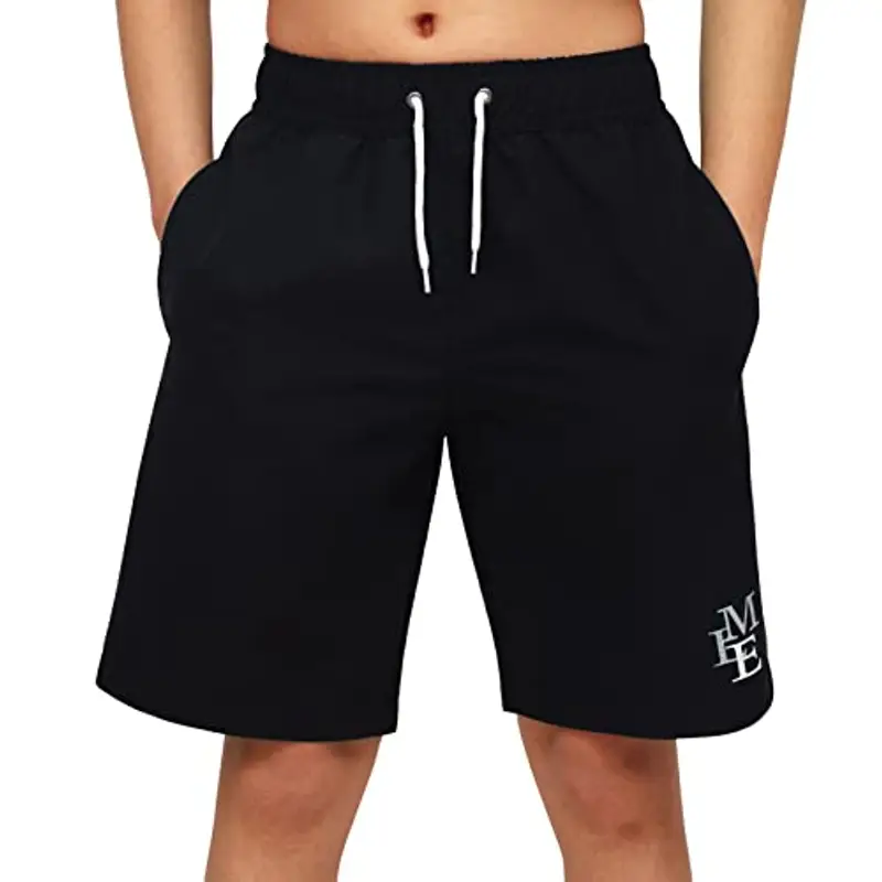 MEILONGER Costume da Bagno Pantaloncini da Bagno Estivi per Ragazzini Bambini Foderate in Rete Asciugatura Rapida 6-20 Anni(Nero,14-16)