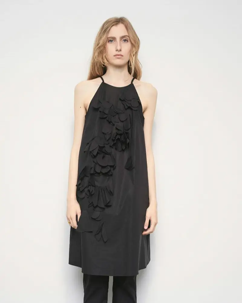 Abito fiori Corto Nero