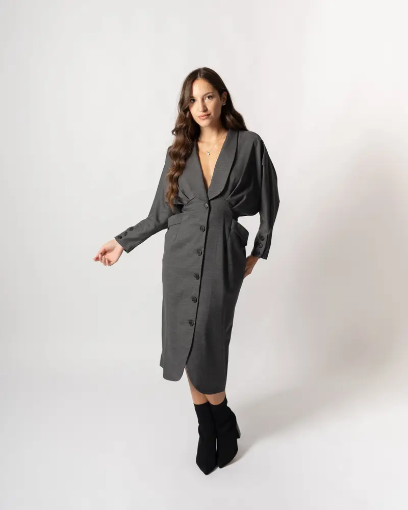 Abito Petto Scialle Grigio