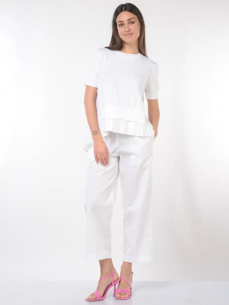 blusa da donna Meimeij bitessuto a pieghe Bianco miniatura 2