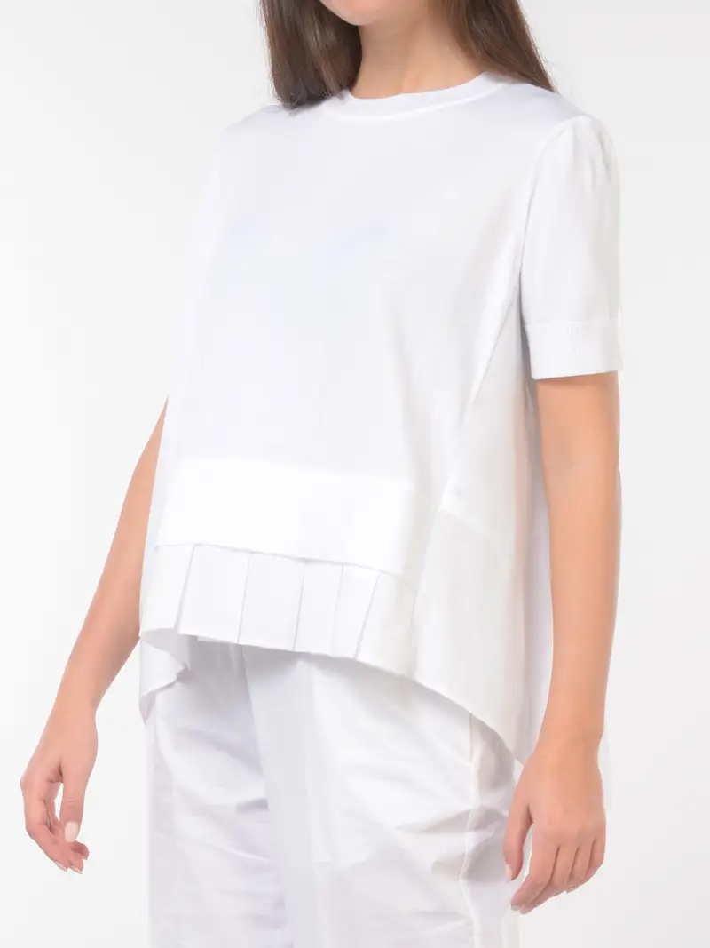 blusa da donna Meimeij bitessuto a pieghe Bianco