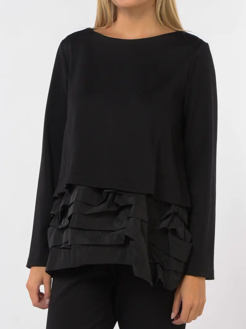 blusa da donna Meimeij con top a pieghe NERO