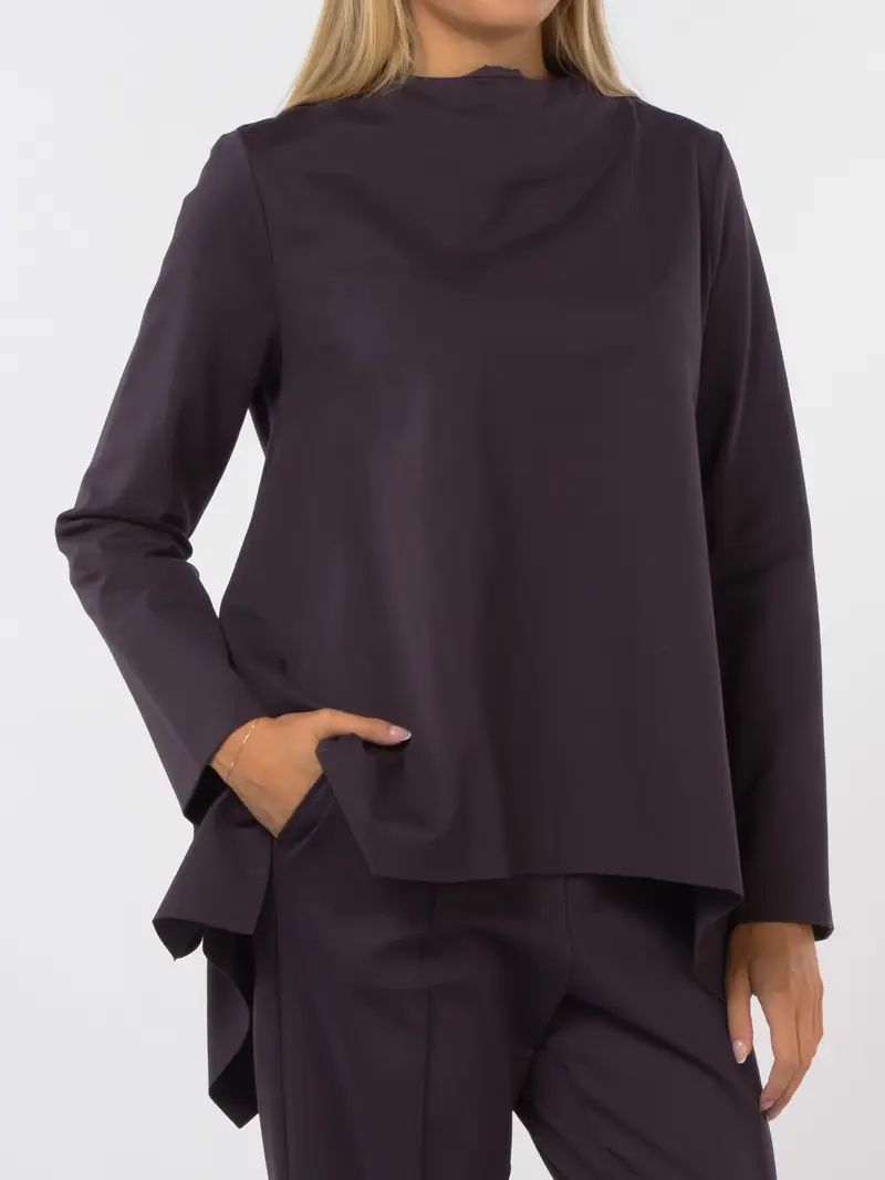 blusa da donna Meimeij in punto stoffa a trapezio Rosso