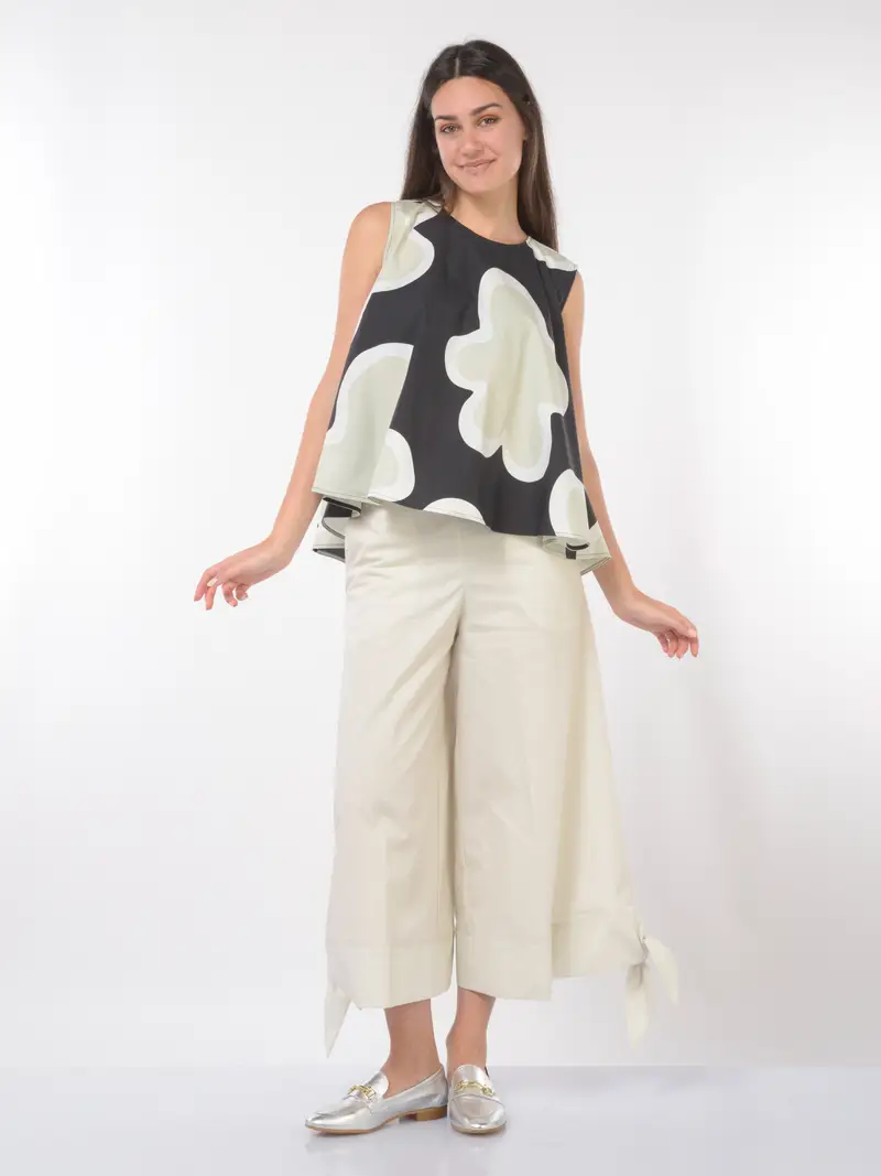 blusa da donna Meimeij senza maniche a fantasia Verde miniatura 2