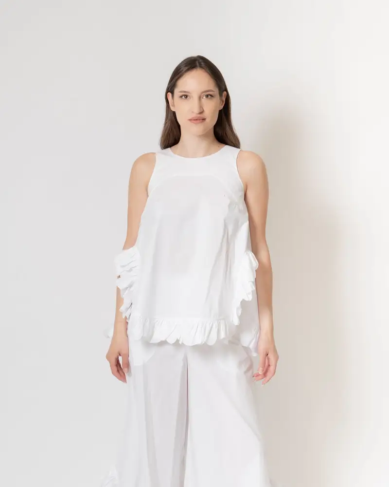 Blusa Smanicata Bianca Bianco