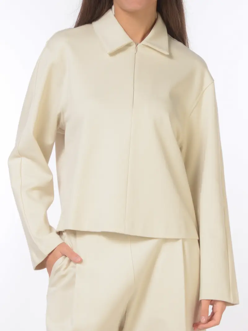 camicia da donna Meimeij in maglia con zip BEIGE miniatura 2