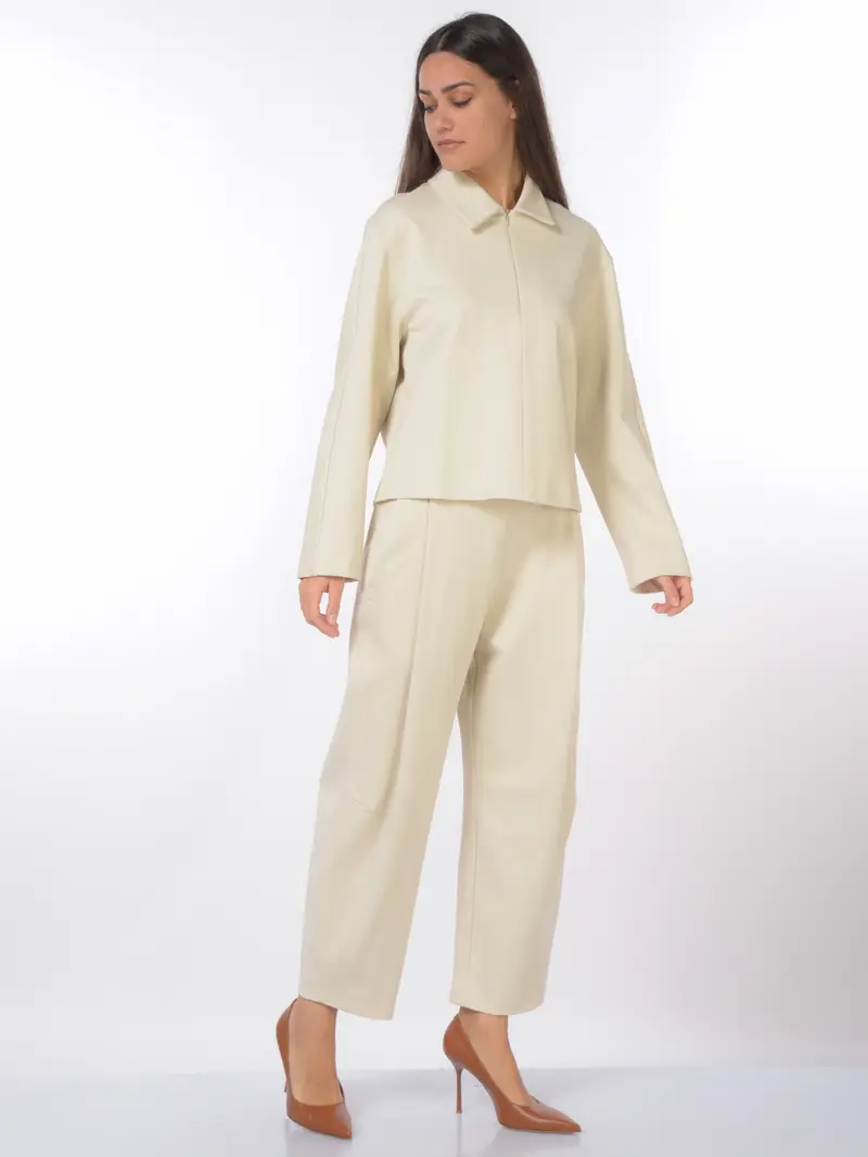 camicia da donna Meimeij in maglia con zip BEIGE