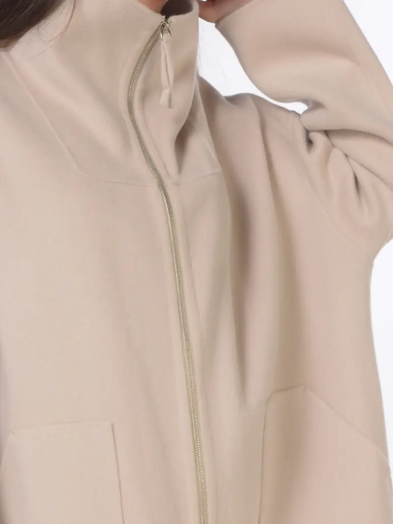 cappotto da donna Meimeij in lana con collo a cratere BEIGE miniatura 2