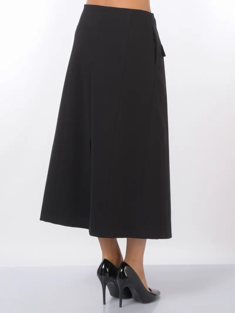 gonna lunga da donna Meimeij a portafoglio con inserto plisse NERO miniatura 2