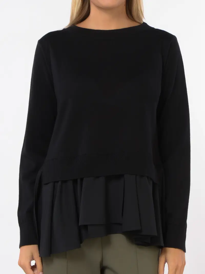 maglia da donna Meimeij in lana merino con applicazione NERO