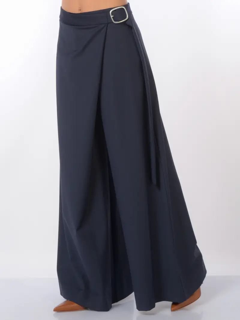 pantalone da donna Meimeij effetto gonna con pannello a portafoglio Blu miniatura 2