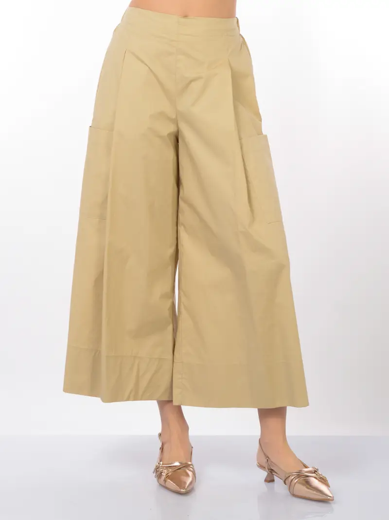 pantalone da donna Meimeij effetto gonna con pieghe BEIGE