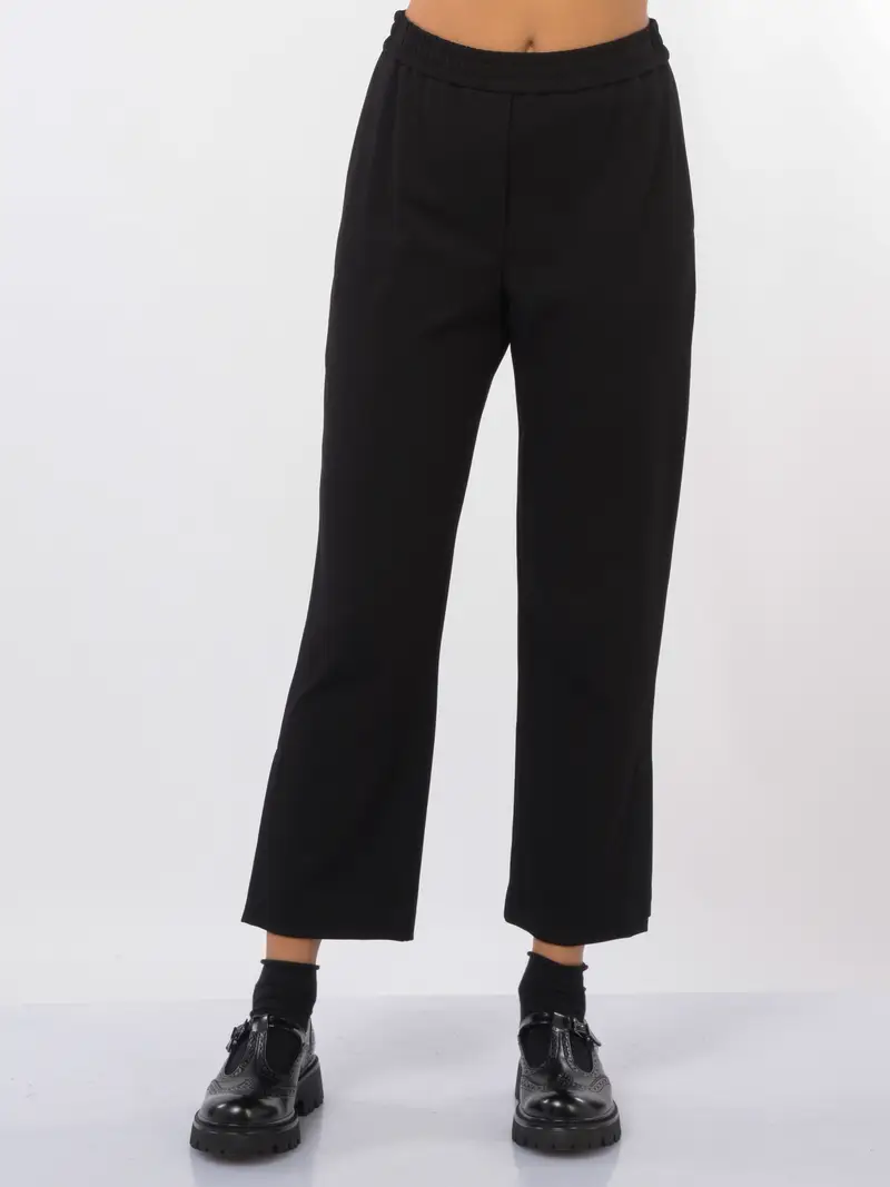 pantalone da donna Meimeij effetto riga con elastico NERO