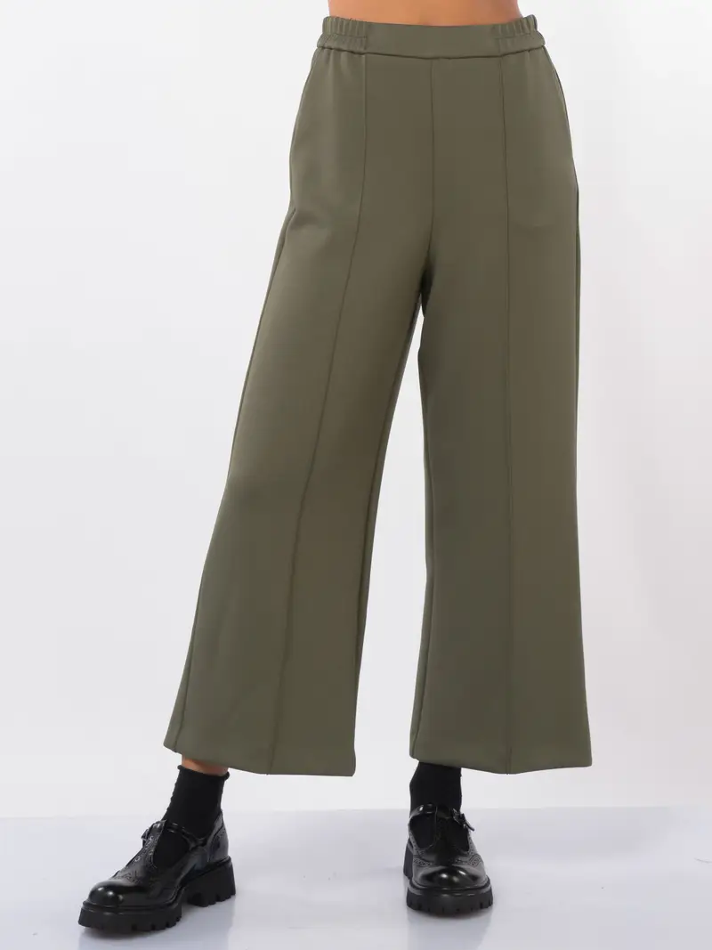 pantalone da donna Meimeij in jersey con elastico Verde