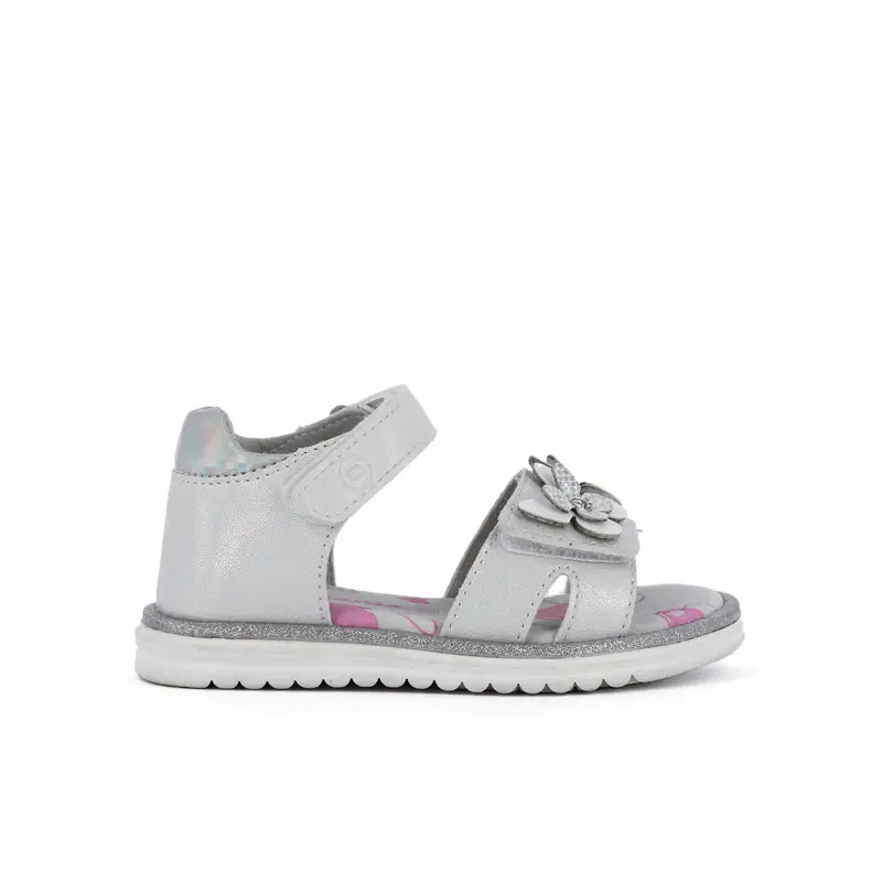 Sandali bianchi con velcro glitter e farfalle da bimba