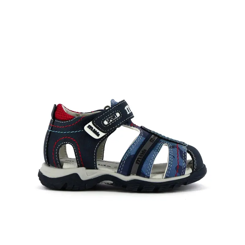 Sandali bimbo blu con velcro e gabbietta