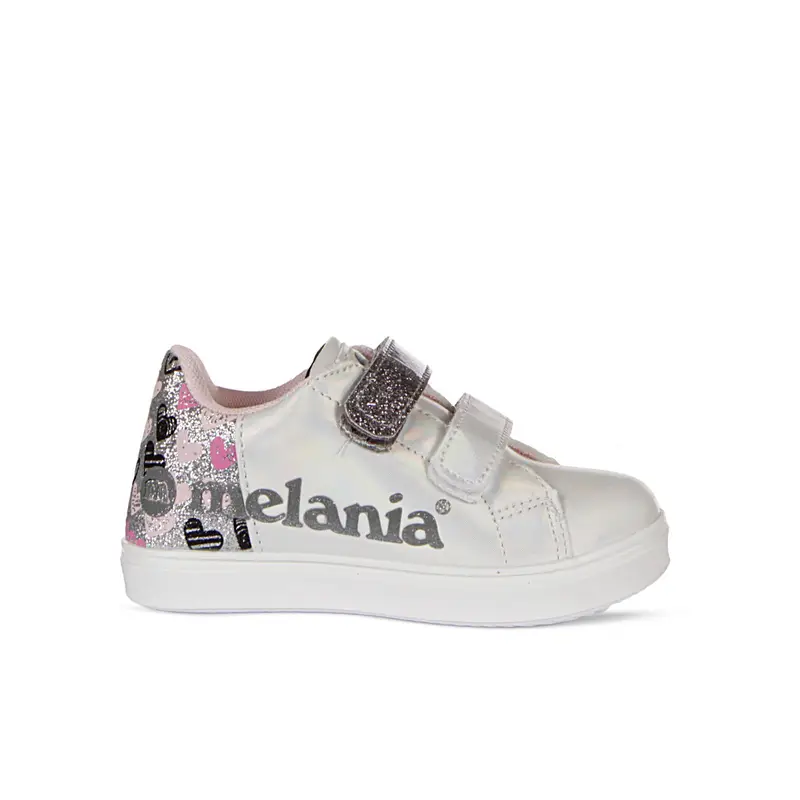 Sneakers bimba bianche con doppio velcro e logo