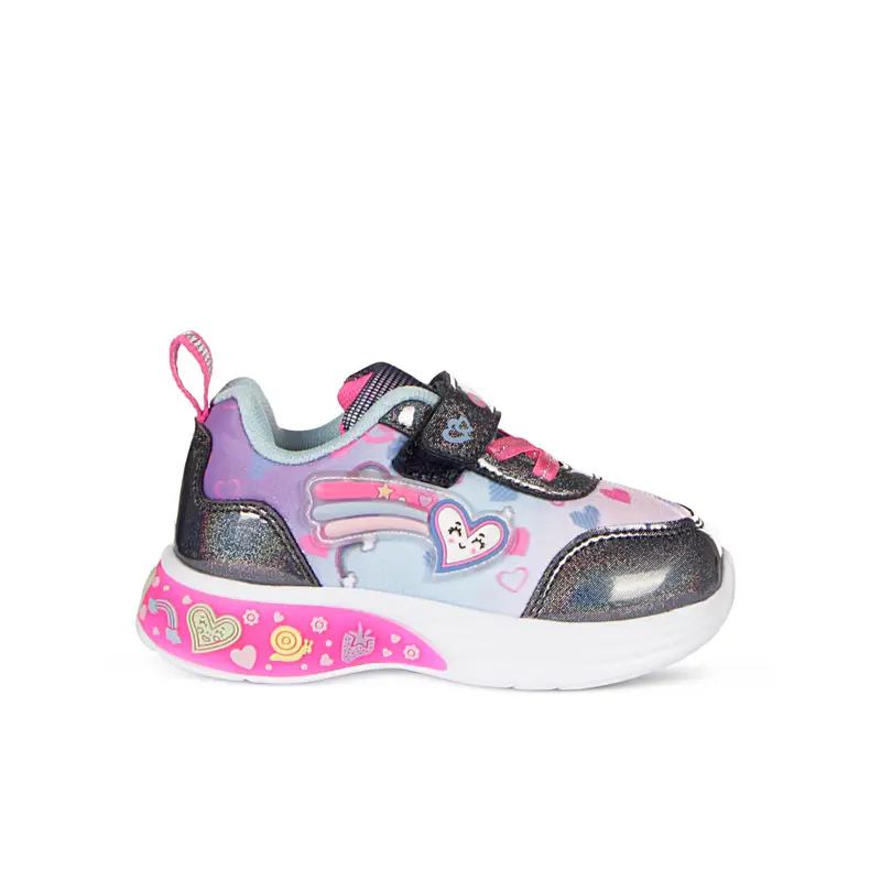Sneakers bimba rosa con luci e dettagli glitter