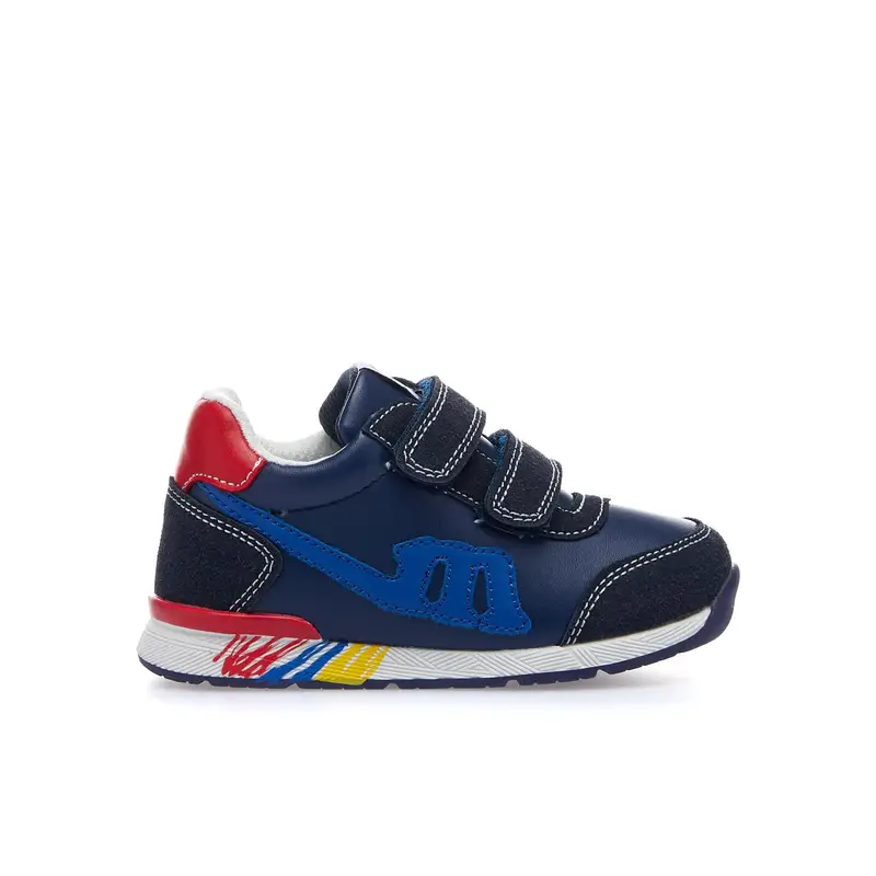 Sneakers blu con doppio velcro e cuciture