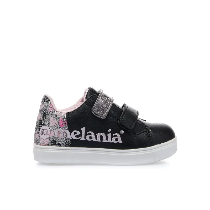 Sneakers nere con cuoricini e doppio velcro