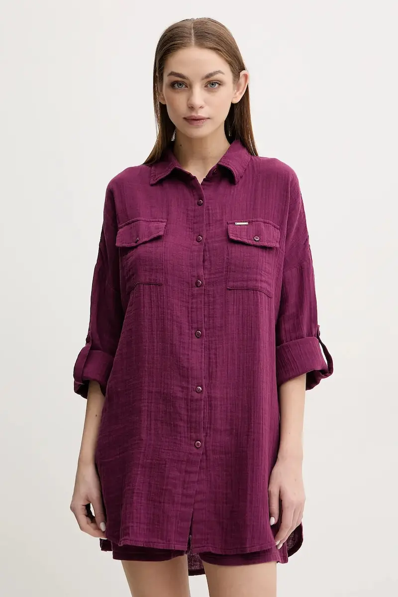 camicia in cotone donna colore violetto Elena