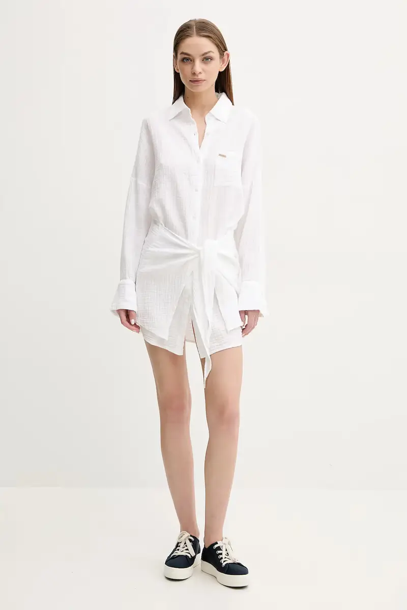 vestito in cotone colore bianco Sara miniatura 2