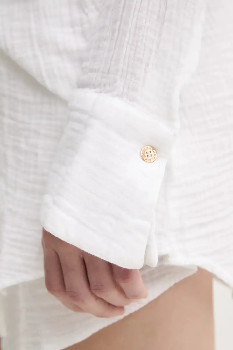 vestito in cotone colore bianco Sara miniatura 5