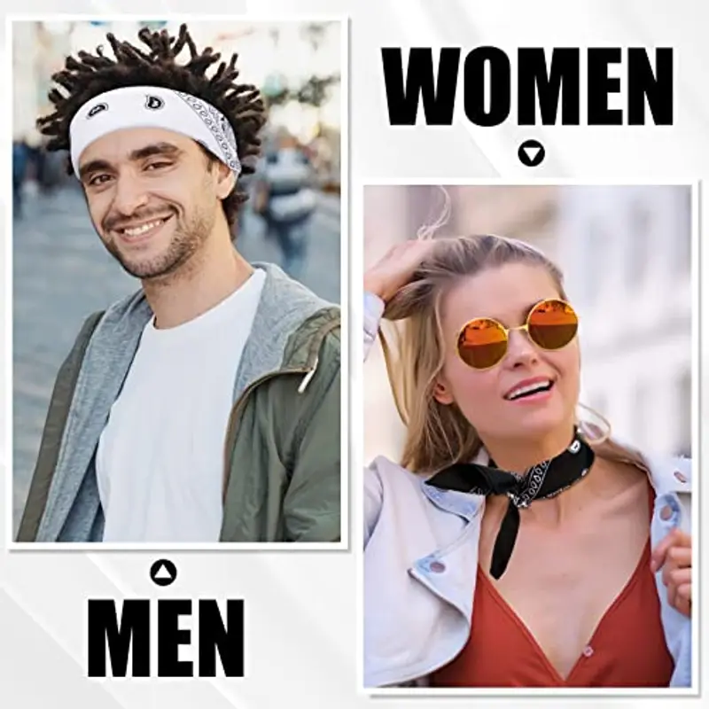 MELLIEX 4 Pezzi Bandane Sciarpa Paisley Bandana per Capelli 4 Colori Fazzoletto Unisex Fasce Ciclismo in Cotone per Uomo e Donna miniatura 2