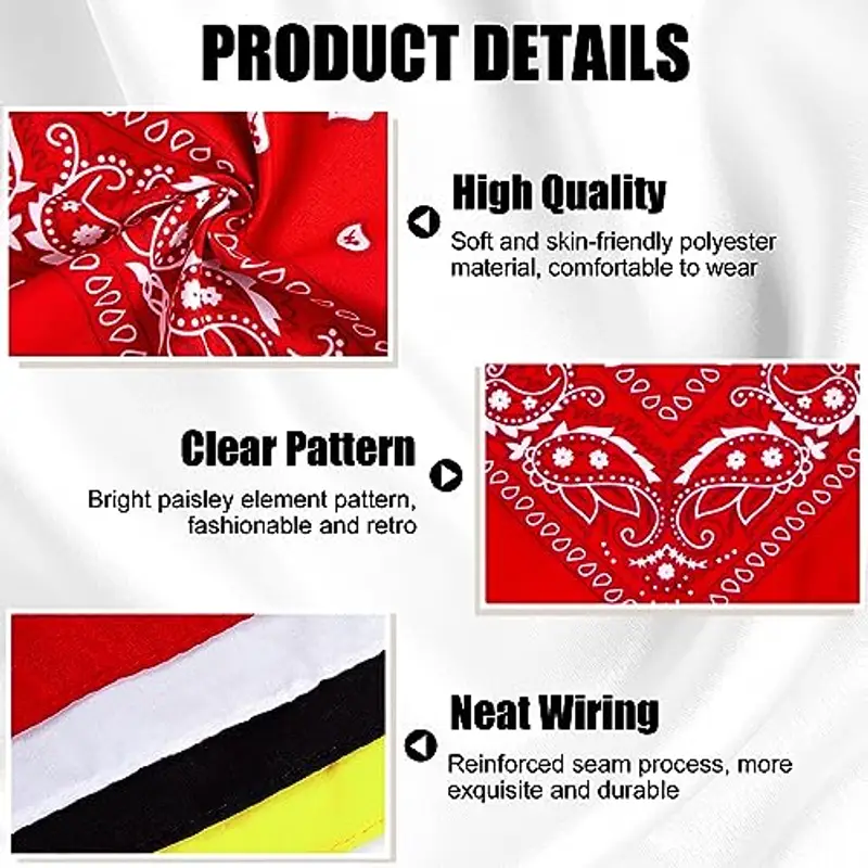 MELLIEX 4 Pezzi Bandane Sciarpa Paisley Bandana per Capelli 4 Colori Fazzoletto Unisex Fasce Ciclismo in Cotone per Uomo e Donna miniatura 3