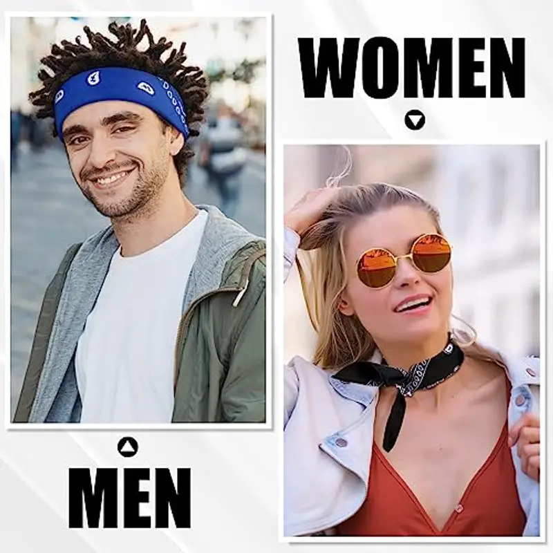 MELLIEX 4 Pezzi Bandane Sciarpa Paisley Bandana per Capelli 4 Colori Fazzoletto Unisex Fasce Ciclismo in Cotone per Uomo e Donna - Blu miniatura 2