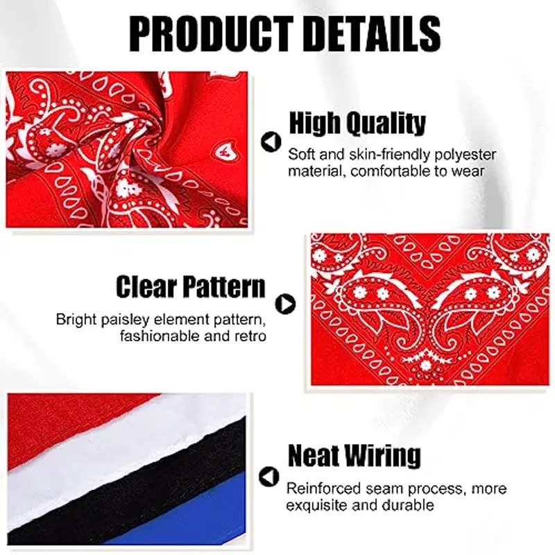 MELLIEX 4 Pezzi Bandane Sciarpa Paisley Bandana per Capelli 4 Colori Fazzoletto Unisex Fasce Ciclismo in Cotone per Uomo e Donna - Blu miniatura 3