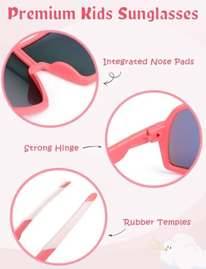 MELLIEX Occhiali da Sole Sportivi Bambino, Protezione UV Occhiali Ciclismo, Leggeri Occhiali Veloci per Ragazzi Ragazze 6-12 Anni, Rosa miniatura 3