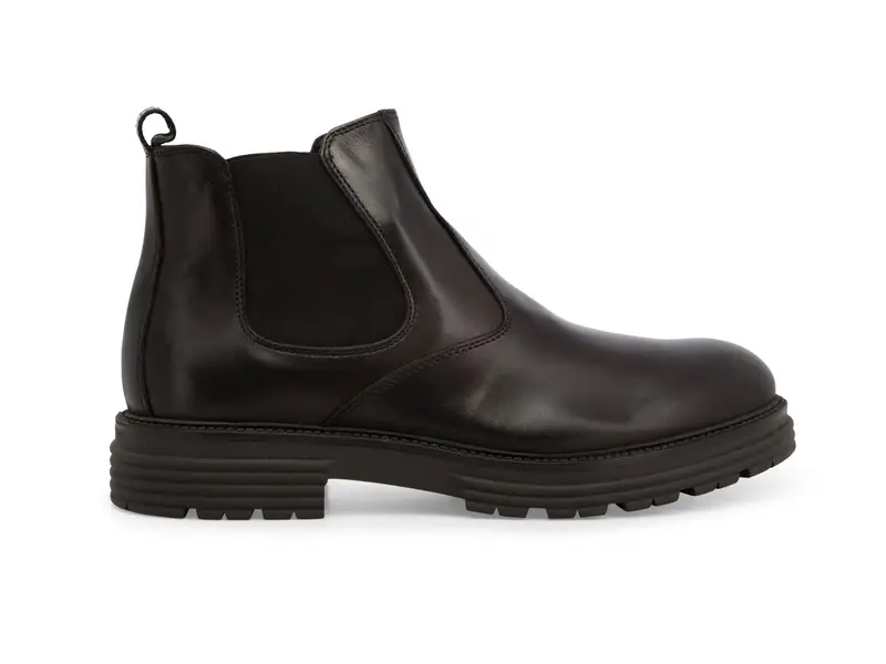 Stivaletto uomo con elastico in pelle marrone u0558z