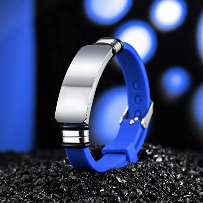 MeMeDIY 13mm Bracciale Largo Silicone Regolabile Sport Nome Polso ID Tag Identificazione Bracciale Personalizzato per miniatura 3