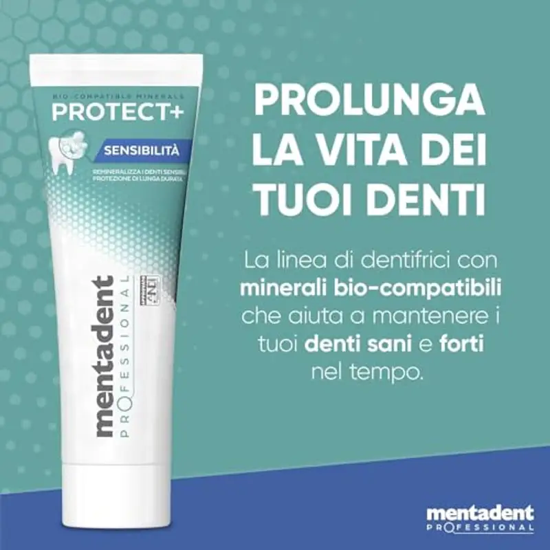 Mentadent Professional Dentifricio Protect+ Sensibilità, Dentifricio Denti Sensibili, Remineralizza e Dona Protezione Contro la Sensibilità Dentinale, con Minerali Bio-compatibili e Potassio, 2x75 ml miniatura 3