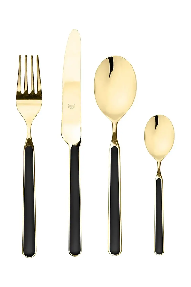 set di posate per 6 persone Fantasia confezione da 24 pezzi colore nero
