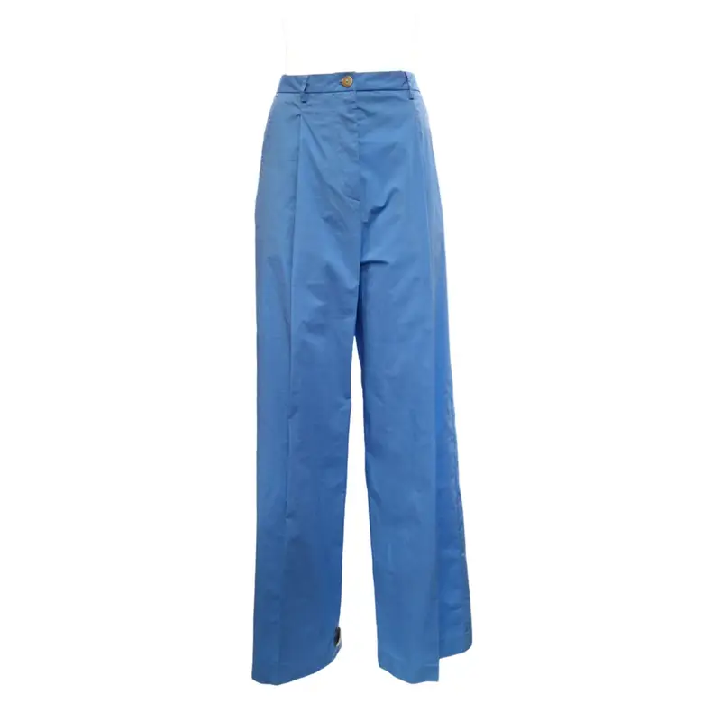 Merci - Pantalone Con Pinces Azzurro P347E