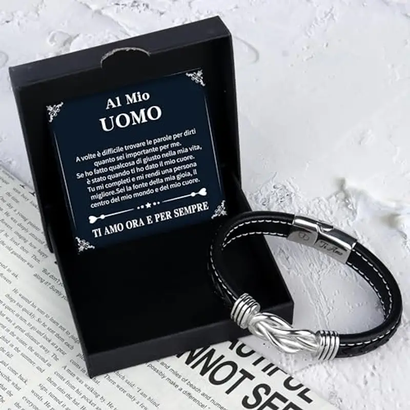 Merclix Regali Per Lui Natale Bracciale Uomo Idee Regalo Fidanzato Compleanno Amore Regalo Per Lui Regalo Marito Idee Regalo Uomo Compleanno Regalo Anniversario Per Lui Regalo Anniversario Matrimonio miniatura 3