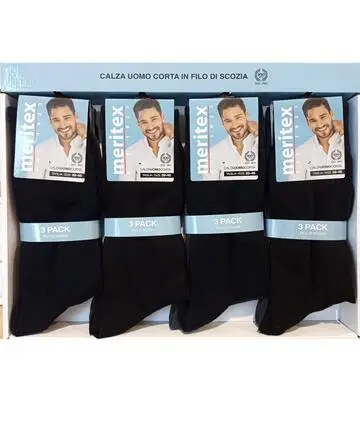 Calzino corto uomo in cotone elasticizzato Meritex 8201 TRI-PACK