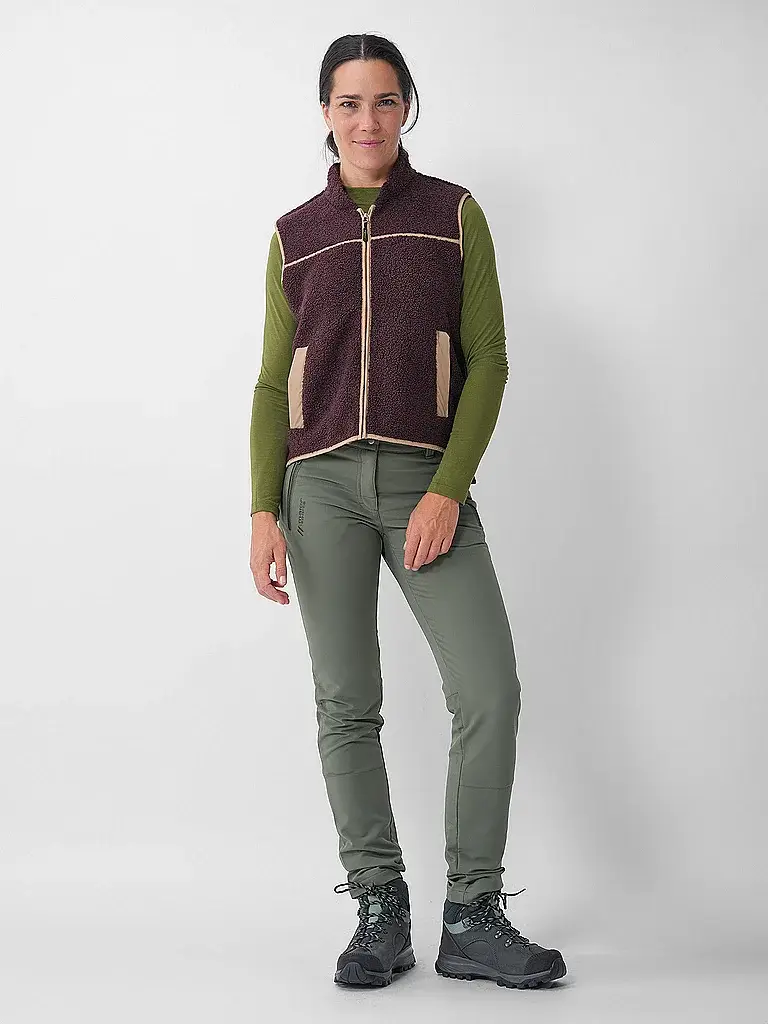 Gilet da donna Herlev in pile teddy marrone | L miniatura 2