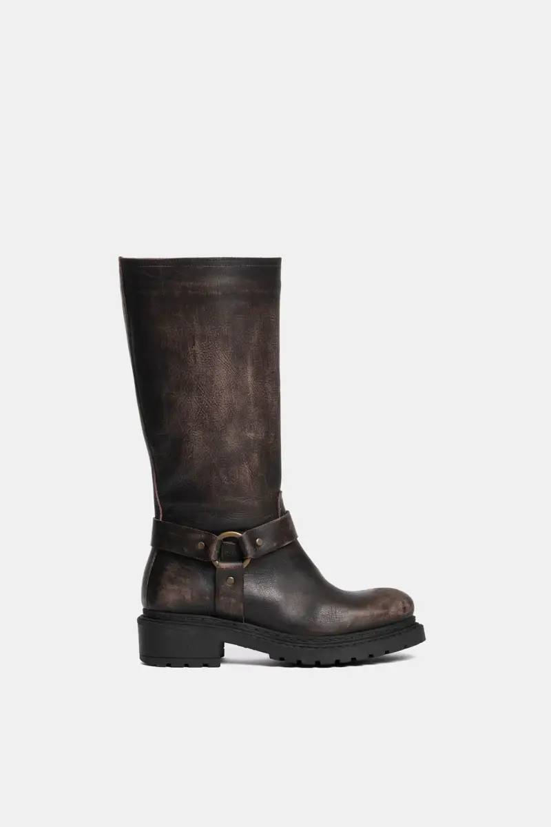 Biker in vitello asport vintage testa di moro