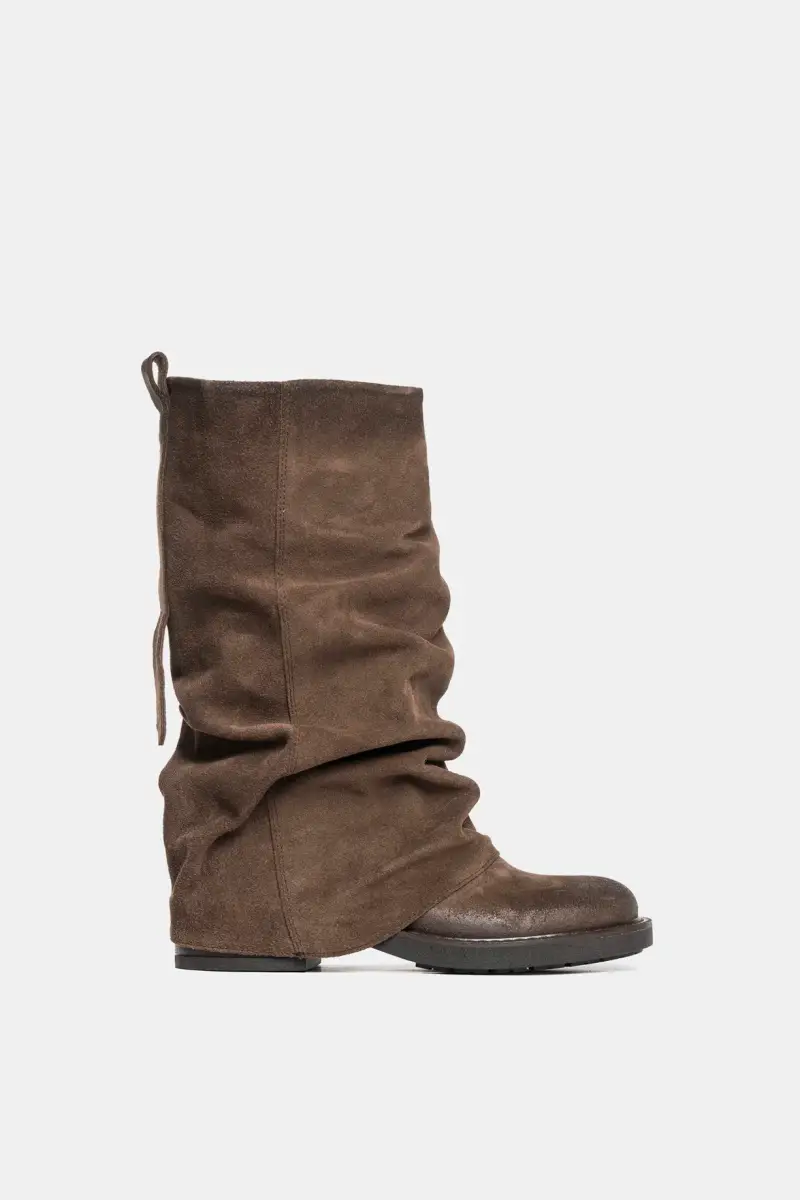 Stivali biker in camoscio marrone