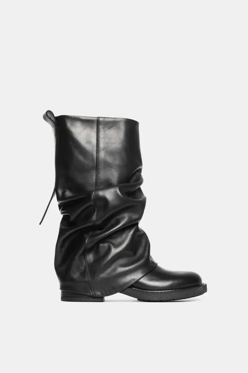 Stivali biker in vitello nero