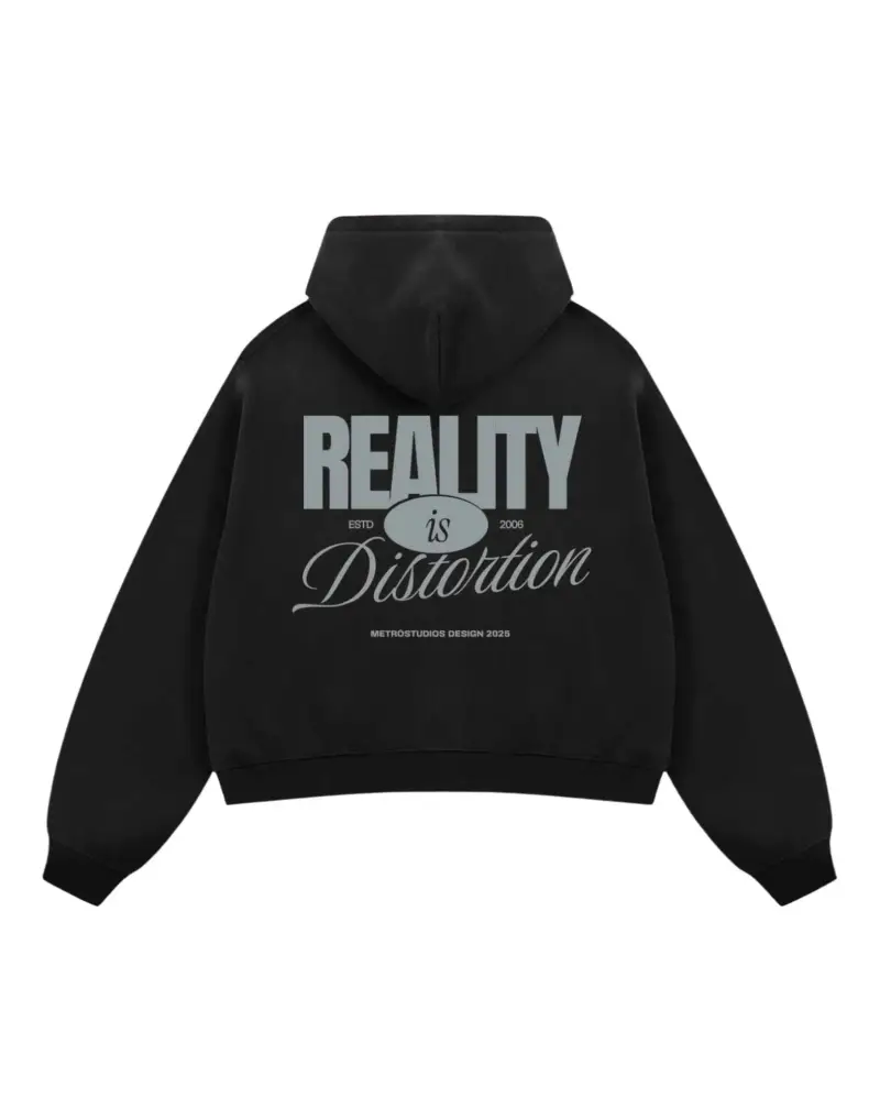 Reality is Distortion cropped zip hoodie felpa con cappuccio e zip - black M