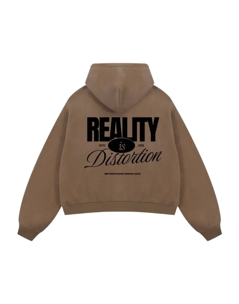 Reality is Distortion cropped zip hoodie felpa con cappuccio e zip - brown M