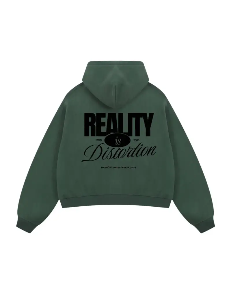 Reality is Distortion cropped zip hoodie felpa con cappuccio e zip - forest green M